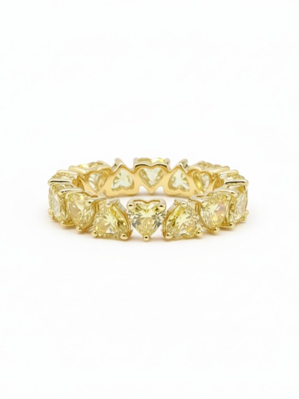 Heart Cut 14K (or 18k upon request) Yellow Gold Diamond Eternity Band Ring